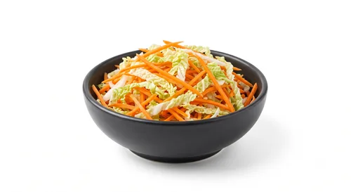 Shredded carrot and cabbage topping