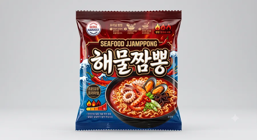 Seafood Jjamppong — spicy seafood broth ramyeon packet