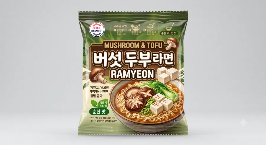 Mushroom & Tofu — vegetarian-friendly ramyeon packet